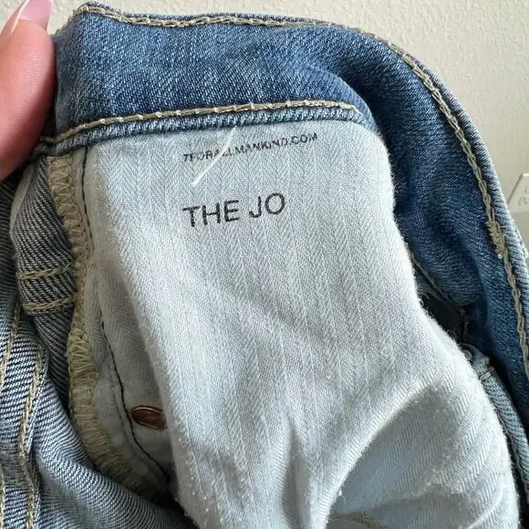 7 For All Mankind the Jo Jeans Women's 31 Wide Leg Destroyed Step Hem Stretch - Picture 7 of 8